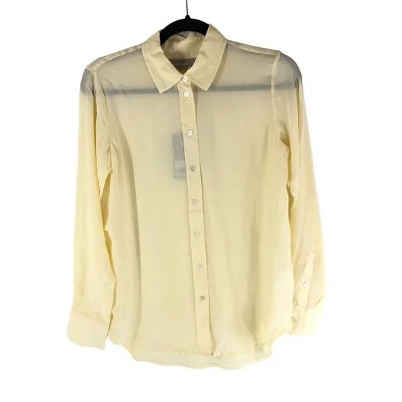Everlane Womens The Clean Silk Relaxed Shirt Long Sleeve Pale Yellow 0 - Picture 3 of 7